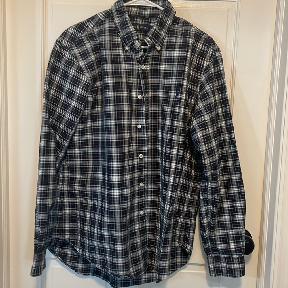 EUC Ralph Lauren Classic Fit green, blue, white, and red plaid. Size large